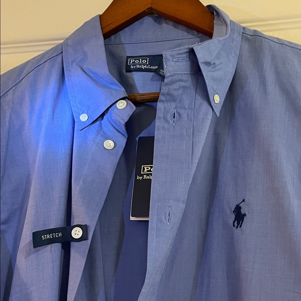 Polo by Ralph Lauren Blue Button-Down Stretch Shirt